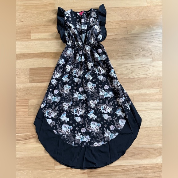 Betset Johnson Midi/Maxi Dress Floral Ruffle Sleeve Asymmetrical V-neck  Sz XS - Picture 3 of 11